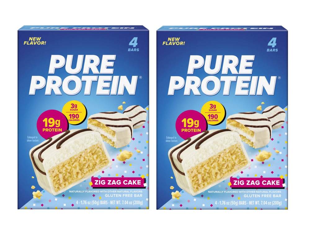 Pure Protein Bars, Zig Zag Cake, 1.76 oz, 4 Count Pack of 2