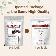 Micro Ingredients Astaxanthin 12mg, 120 softgels, tanning pills, Strength