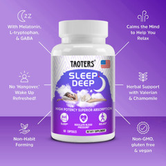 Deep Sleep Formula 60ct, Fall Asleep & Stay Asleep, Melatonin Sleeping Aid