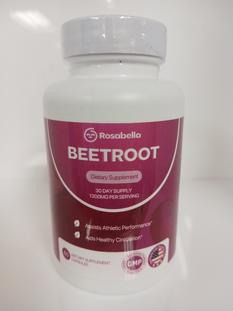 Rosabella Organic Beet Root Capsules – 1300mg – Sealed Container