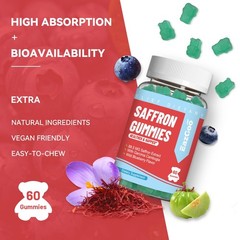 Saffron Supplements Gummies, Extract for 60 Count (Pack of 1)
