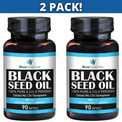 2 PACK – Black Seed Oil Capsules 500mg Nigella Sativa Cumin Seed Oil 90 Count