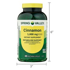 2 Pack Spring Valley Cinnamon Capsules 1000 mg Metabolism Support 400 Count