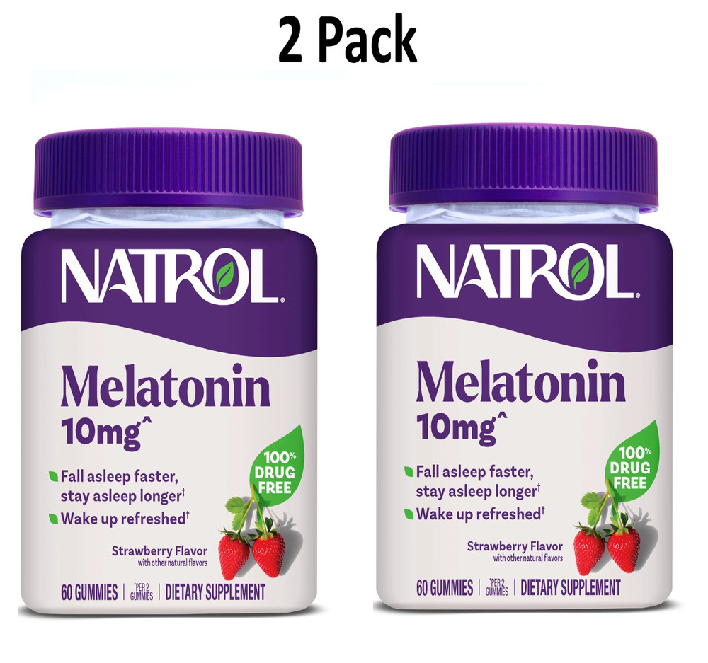 Natrol® 10mg Melatonin Gummies, Supplements Sleeping, 60 Strawberry Gummies 2PK