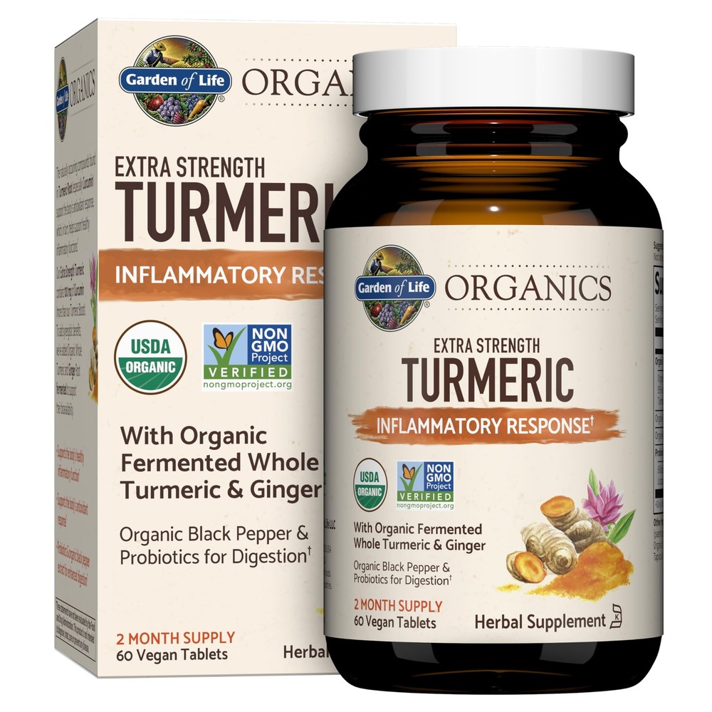 Organic Turmeric Curcumin Supplement with Ginger Probiotics 60 Tablets Gluten…
