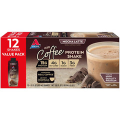 Mocha Latte Iced Coffee Flavor High Protein Shake, 15G of Protein, 1G Sugar, Low