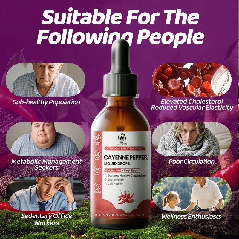 Cayenne Pepper Drops Supplement Liquid + Hawthorn Beet Root Black Pepper