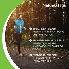 NaturesPlus Herbal Actives Red Yeast Rice 600mg & CoQ10 100mg, Extended Relea…