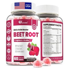 Beet Root Gummies Nitric Oxide Booster Supplements 60 Count Pack