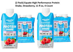 (2 Pack) Equate High Performance Protein Shake, Strawberry, 11 fl oz, 12 Ct