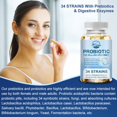 Probiotics Supplement 100 Billion CFU 34 Strains 360 Pills Men Women Digestive