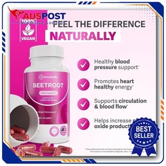 Rosabella Beet Root Powder Capsules 1300mg Supports Blood Pressure 3-Pack
