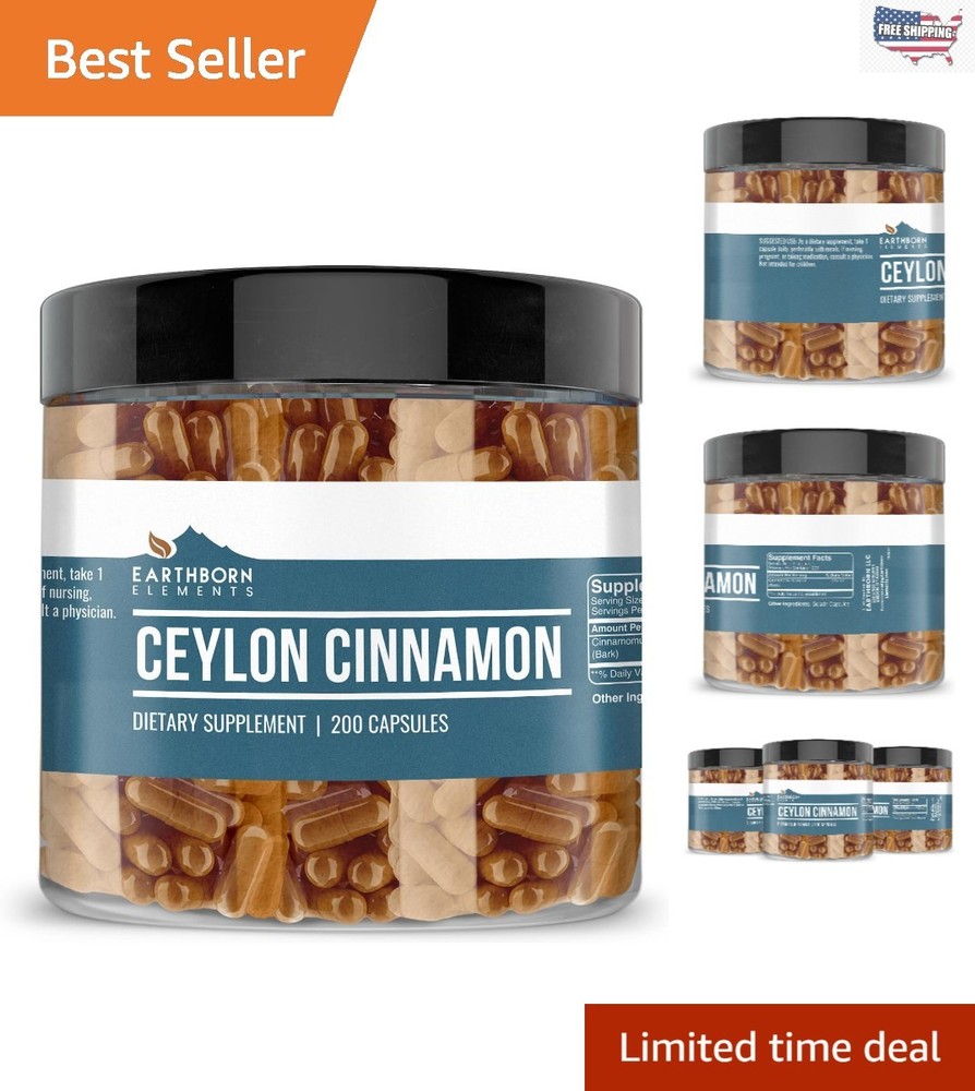 200 Count Ceylon Cinnamon Capsules – Natural, No Fillers for Optimal Health