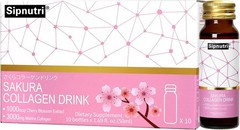 Sakura Collagen Drink with Cherry Blossom Extract, 50 ml x 10 Bottles