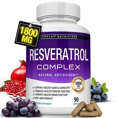 Toplux 1800mg Resveratrol Complex Antioxidant Anti-Aging Immune Support 90 Caps