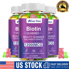 180 Hair Skin and Nails Gummies – Supports Healthy Hair – Vegan Biotin Vitamins
