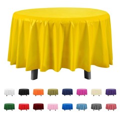 Eleclassi Yellow 6 Pack Premium Round Disposable Plastic Tablecloth – 84 Inch…