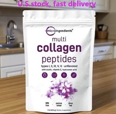 Micro Ingredients Multi Collagen Peptides Powder 16oz – Type I II III V X Unflav