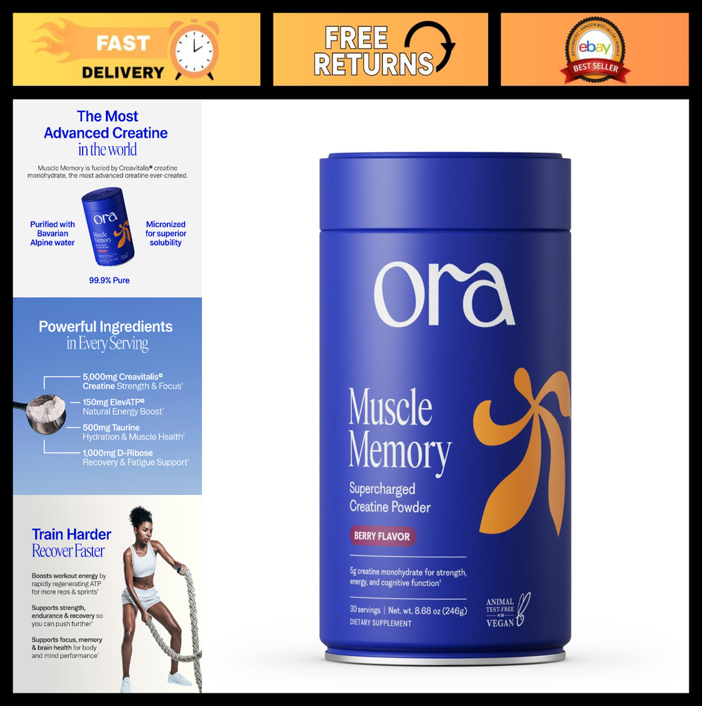 Micronized Creatine Monohydrate Powder for Strength & Energy, Acai Berry Flavor,