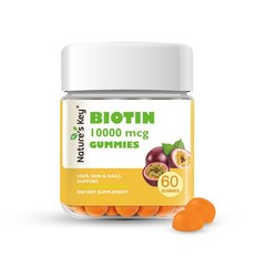 Nature’s Key Biotin Gummies 10000 Mcg 60 Count Vegan Hair Skin Nails