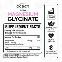 Organics Ocean Pure Magnesium Glycinate with Zinc – Maximum Strength Chelated
