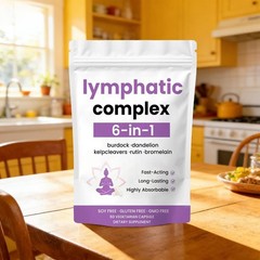 6-in-1 Lymphatic Complex Drainage Supplement Dandelion Burdock Bromelain