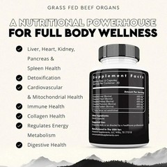 Ancestral Supplements Grass Fed Beef Organ 180 Capsules Supplement – Non-GMO