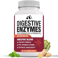 Digestive Enzyme Capsules Contain Prebiotics, Probiotics, and Lipase 60 Capsules
