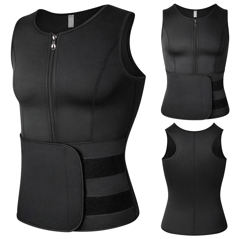 Men Sauna Suit Sweat Vest Waist Trainer Body Shaper Tank Top Compression Shirts