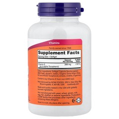 Now Foods Natural E-400 With Mixed Tocopherols 250 Softgels GMP Quality Assured,