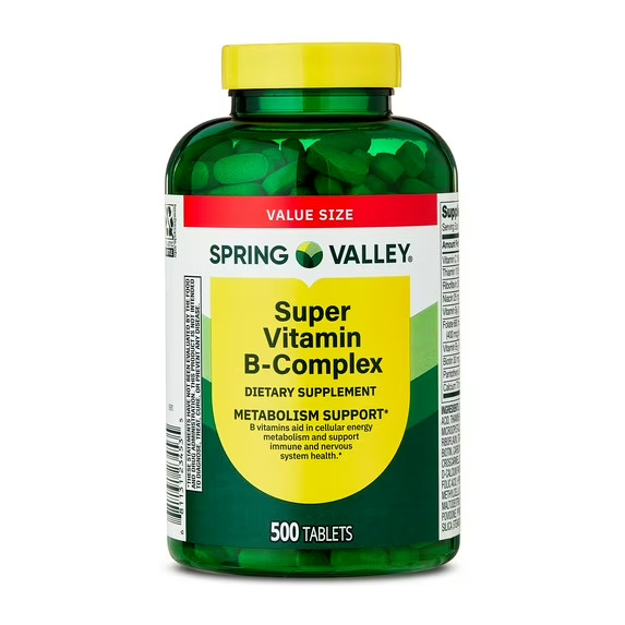 Spring Valley Super Vitamin B-Complex Tablets Supplement Value Size 500 Count