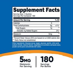 Nutricost Melatonin 5mg, 180 Gummies, Strawberry Flavored – No Corn Syrup