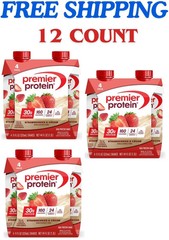 Premier Protein Shake, Strawberries & Cream, 30g Protein, 11 fl oz, 12 Ct