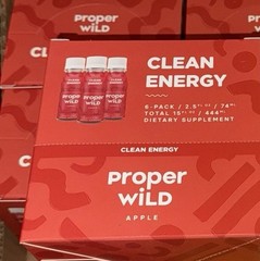 12 6ct boxes PROPER WILD Energy Shot 2.5oz Healthy Organic vegan Apple flavor