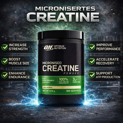 OPTIMUM ON Creatine Powder 100% PURE – 634g – 186 SERVINGS – TOP – Muscle growth