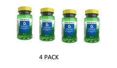 4 PACK Spring Valley Vitamin D3 400 IU (10 mcg) Softgels, Bone & Immune Support