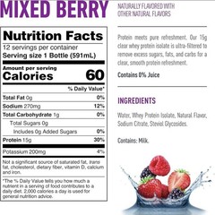 Isopure Clear Protein Water w/ Electrolytes, 15g Whey – Mixed Berry, 12 Pack