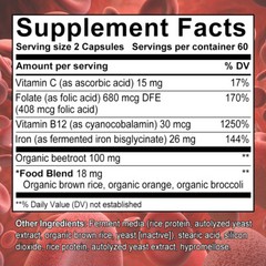 Blood Circulation Supplement 30/60/120 Capsules With Beetroot, Iron & B12