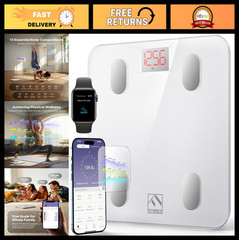 Smart Body Weight Scale with BMI, Body Fat, Muscle Mass, Bluetooth, 400lb Capaci