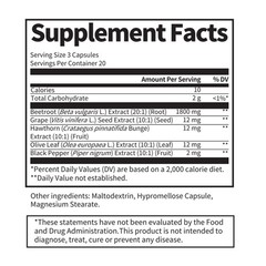 Beet Root 1800 mg Strength 20:1 Extract, 60 Capsules for Blood Flow & Hear