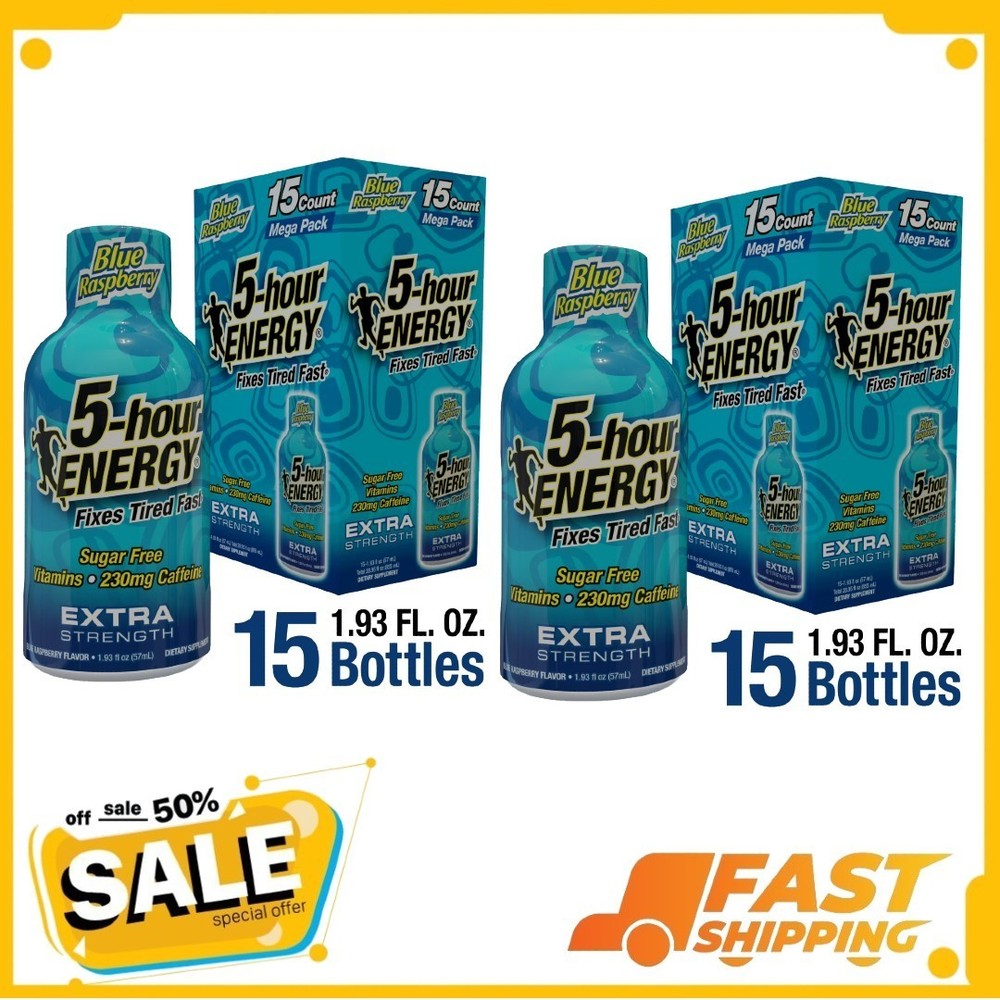 ( 2 Pack ) 5-hour ENERGY Shot, Extra Strength, Blue Raspberry, 15 Count