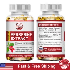 Berberine 1200mg – High Potency Berberine Capsules – 120PC – Blood Sugar Support