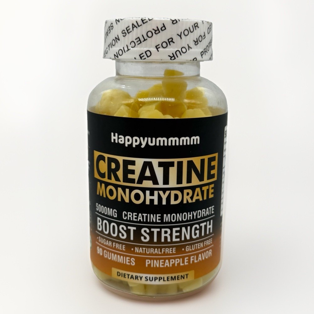 Happyummmm Creatine Monohydrate Gummies 5000mg 90 Count Pineapple Exp 10/2028