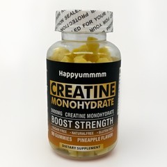 Happyummmm Creatine Monohydrate Gummies 5000mg 90 Count Pineapple Exp 10/2028