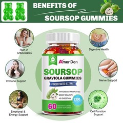 Graviola Capsules 2300mg 120 Pure Natural Soursop Capsules Leaves fruit Gummies