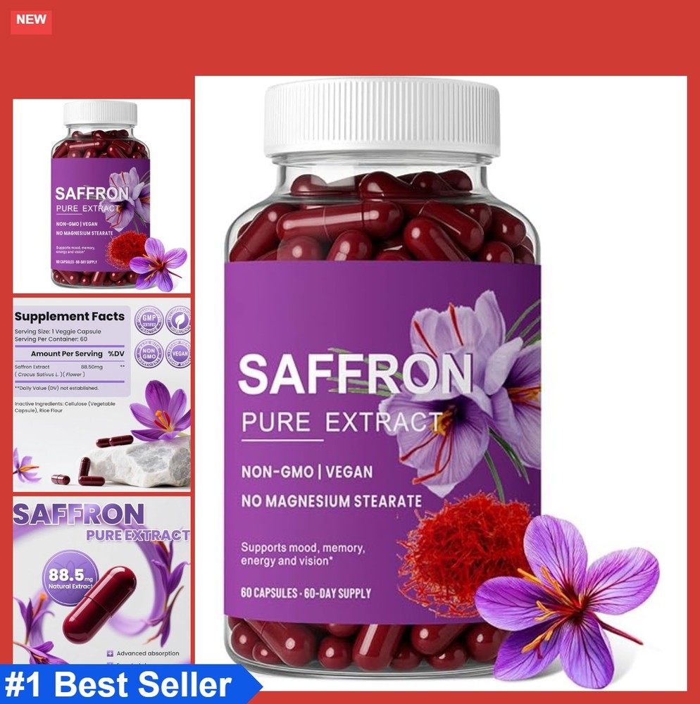 Saffron Supplement Capsules – 88.5mg Pure Saffron Extract for Mood Balance