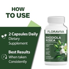 5-Pack Rhodiola Rosea Capsules Focus, Floraviva for Energy, – Mood