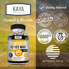 (2 Bottles) Vitamin K2 (MK7) D3 5000 IU Supplement, BioPerine Capsules, Immune