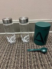 AG1 Athletic Greens Metal Canister with Metal Scoop and Two Mixing Bottles