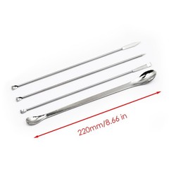 4 PCS Stainless Steel Micro Sampling Spoons Spatulas Lab Reagent Set Supply